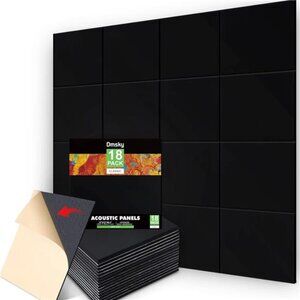 New 18 Pack Black Acoustic Panels 12"X12"X 0.4"Sound Absorbing Panel Wall